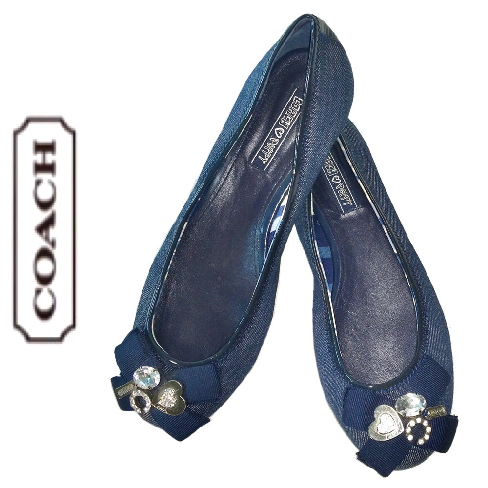 Coach Blue Flats with Embellished Bow